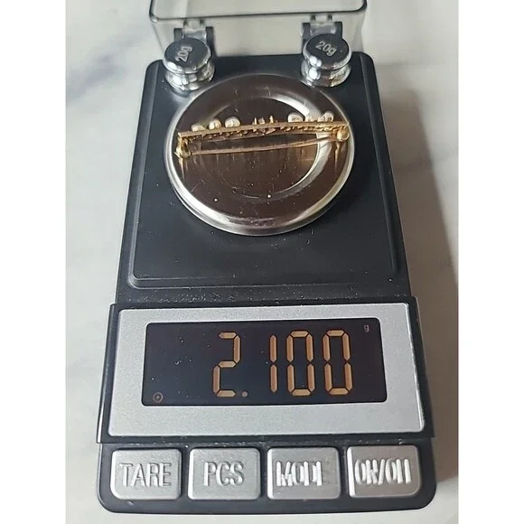 Antique 14K Yellow Gold Amethyst & Natural Pearl Bar Brooch - Picture 10 of 10